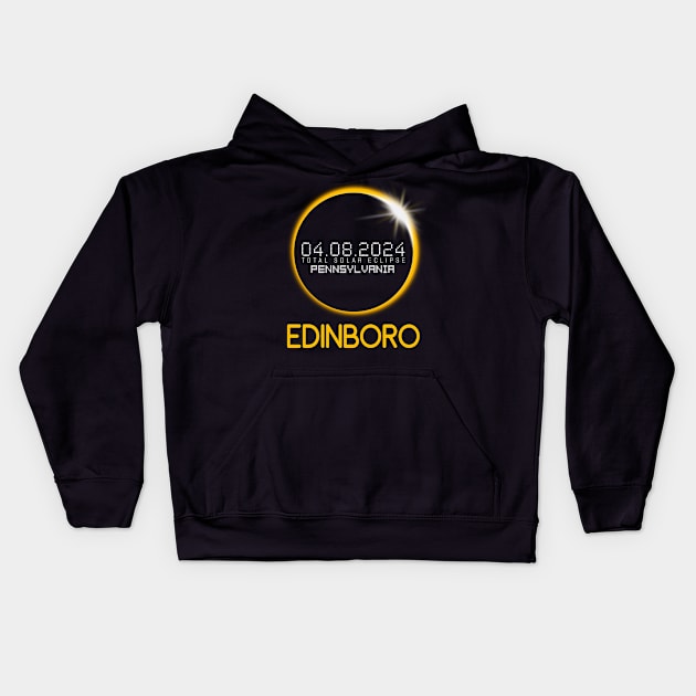 EDINBORO Pennsylvania Total Solar Eclipse April 8 2024 Kids Hoodie by TeeaxArt